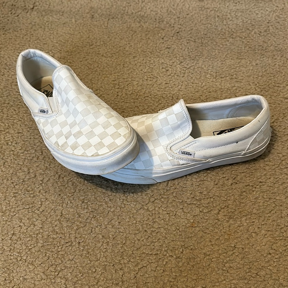 White Slip-On Checkerboard Vans